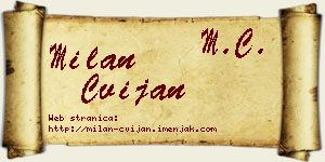 Milan Cvijan vizit kartica